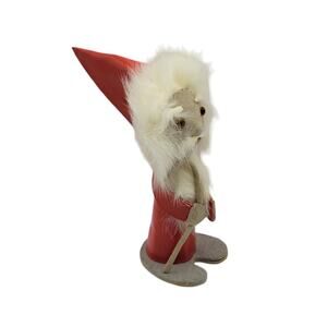 Vintage Red Leather Fur Trim Santa Claus 5.5" Figurine Christmas Decor Poland